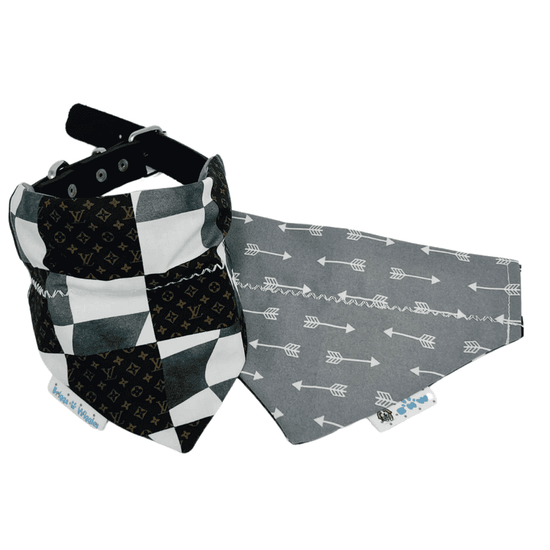 Luxe Geometric Reversible Dog Bandana Brown, Gray & White - Briggs 'n' Wiggles