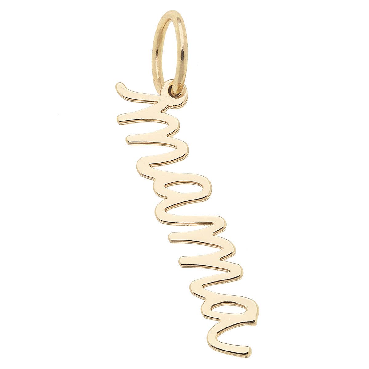 "Mama" Cursive Script Charm in Shiny Gold - Briggs 'n' Wiggles