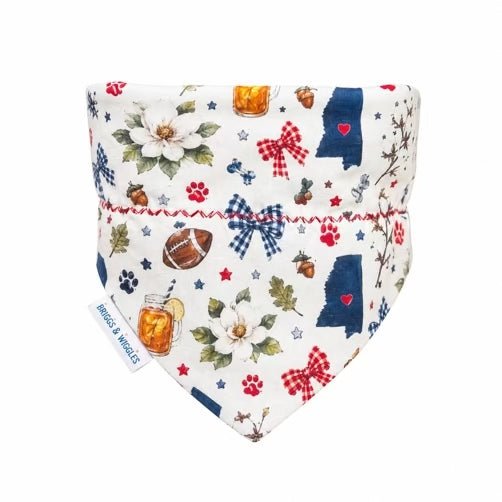 Mississippi Red & Blue Dog Bandana | Southern Game Day Pet Bandana - Briggs 'n' Wiggles