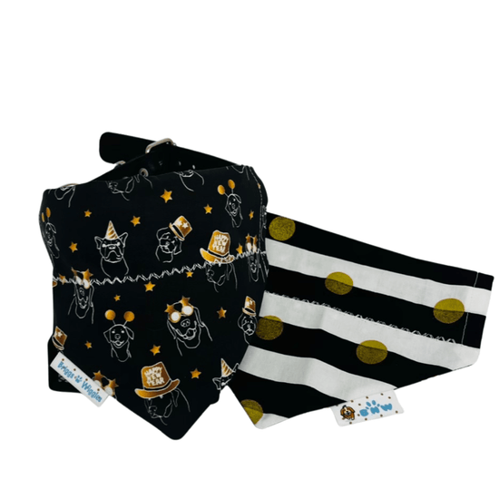 New Year's Party Reversible Dog Bandana - Briggs 'n' Wiggles