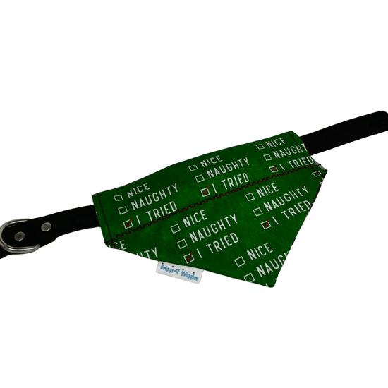 Nice, Naughty, or I tried Dog Bandana - Christmas Reversible Holiday Bandana - Briggs 'n' Wiggles