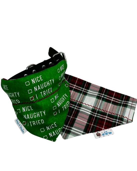 Nice, Naughty, or I tried Dog Bandana - Christmas Reversible Holiday Bandana - Briggs 'n' Wiggles
