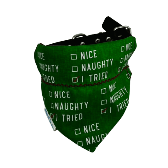 Nice, Naughty, or I tried Dog Bandana - Christmas Reversible Holiday Bandana - Briggs 'n' Wiggles