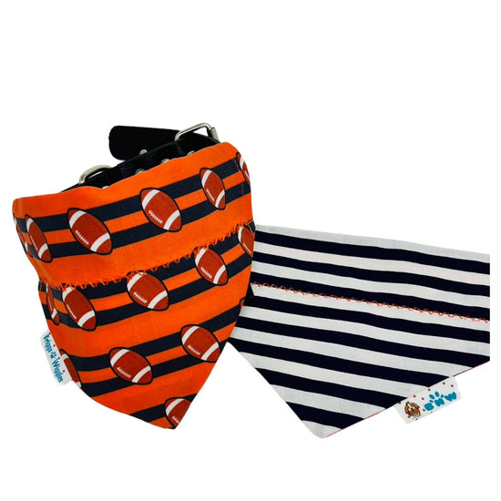 Orange and Blue Football Dog Bandana - Briggs 'n' Wiggles