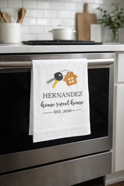 Personalized Realtor Closing Gift | Embroidered Tea Towel - Briggs 'n' Wiggles