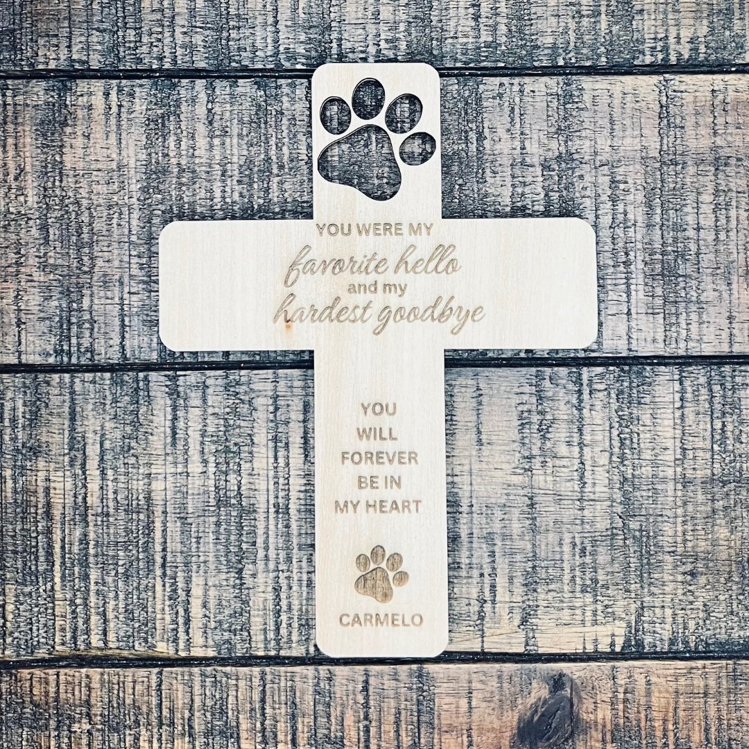 Pet Memorial Personalized Wood Cross - Briggs 'n' Wiggles