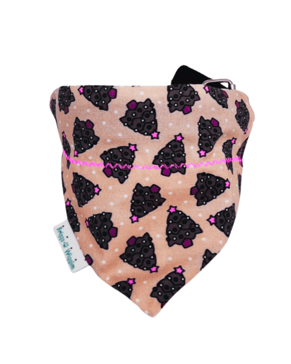 Pink Christmas Trees Reversible Dog Bandana – Festive Holiday Style | Briggs ‘n’ Wiggles - Briggs 'n' Wiggles