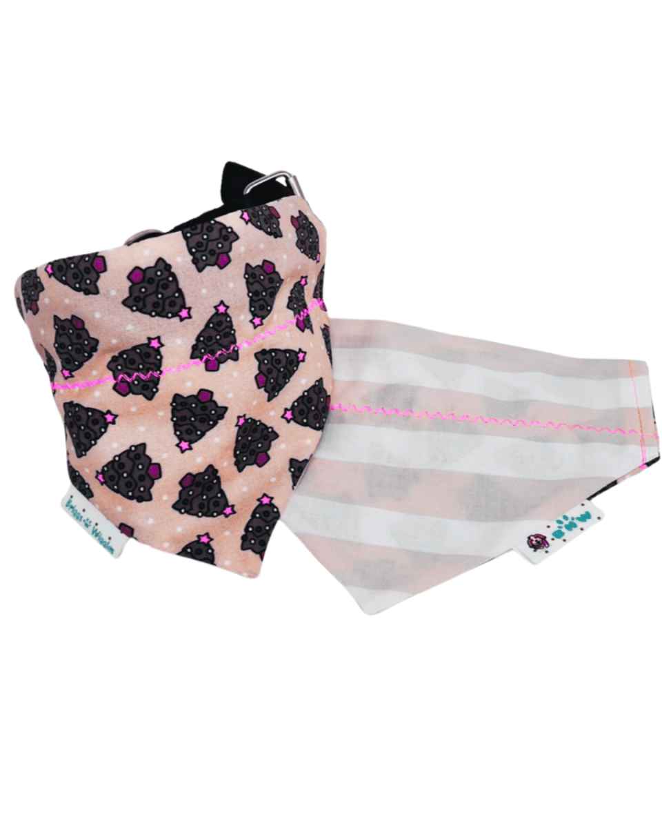 Pink Christmas Trees Reversible Dog Bandana – Festive Holiday Style | Briggs ‘n’ Wiggles - Briggs 'n' Wiggles