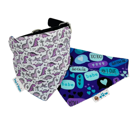 Purple Dinosaur Reversible Dog Bandana - Briggs 'n' Wiggles