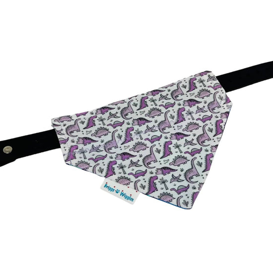 Purple Dinosaur Reversible Dog Bandana - Briggs 'n' Wiggles