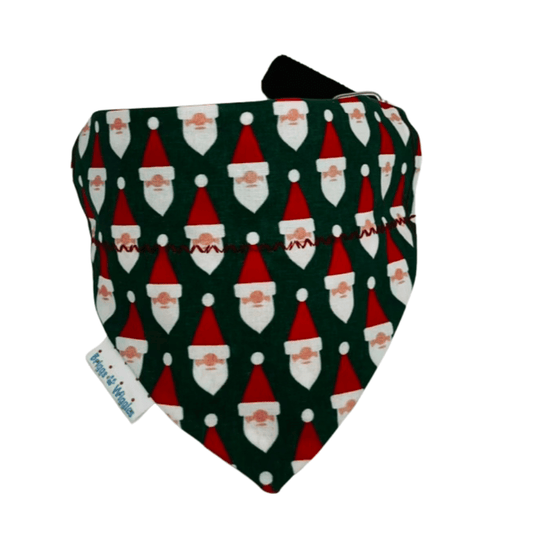 Santa Claus Dog Bandana - Green with Red Paw Print reverse | Briggs 'n' Wiggles - Briggs 'n' Wiggles