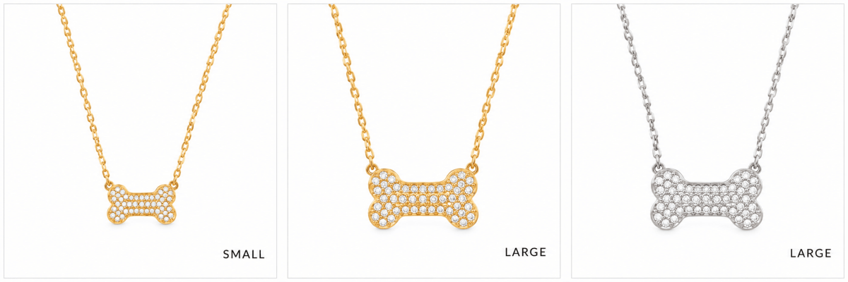 Sparkling Dog Bone Necklace | Gold & Silver Dog Lover Jewelry - Briggs 'n' Wiggles