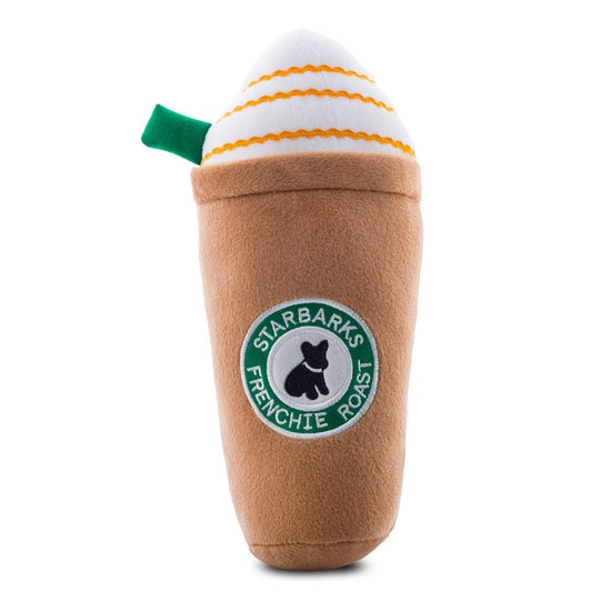 Starbarks Frenchie Roast W/ Straw Squeaker Dog Toy: Large - Briggs 'n' Wiggles