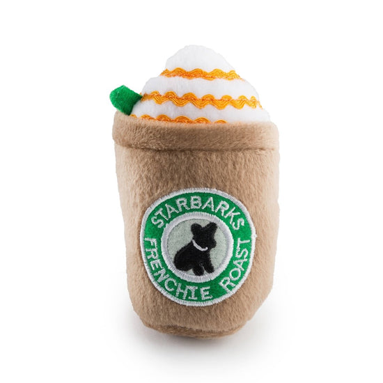 Starbarks Frenchie Roast W/ Straw Squeaker Dog Toy: Large - Briggs 'n' Wiggles