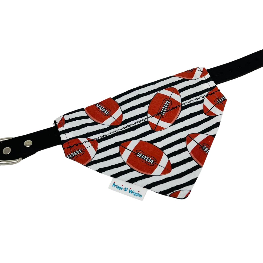 Super Bowl Pawty Football Slide on the the Collar Dog Bandana - Briggs 'n' Wiggles