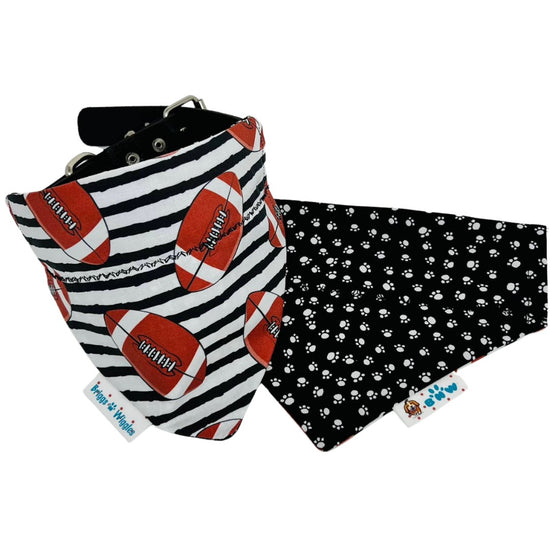 Super Bowl Pawty Football Slide on the the Collar Dog Bandana - Briggs 'n' Wiggles