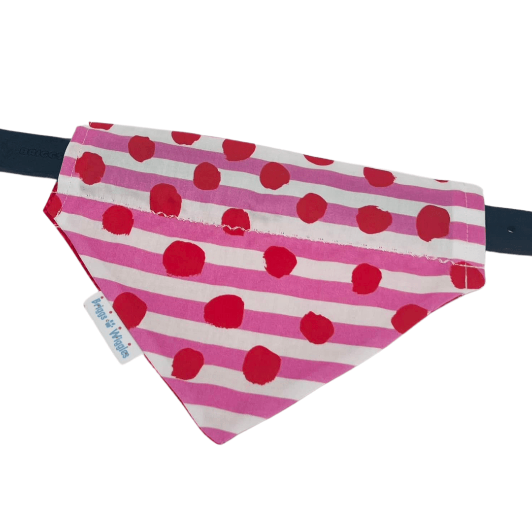 Sweetheart Stripes Valentine's Day Dog bandana - Pink & Red - Briggs 'n' Wiggles