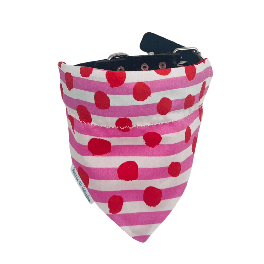 Sweetheart Stripes Valentine's Day Dog bandana - Pink & Red - Briggs 'n' Wiggles