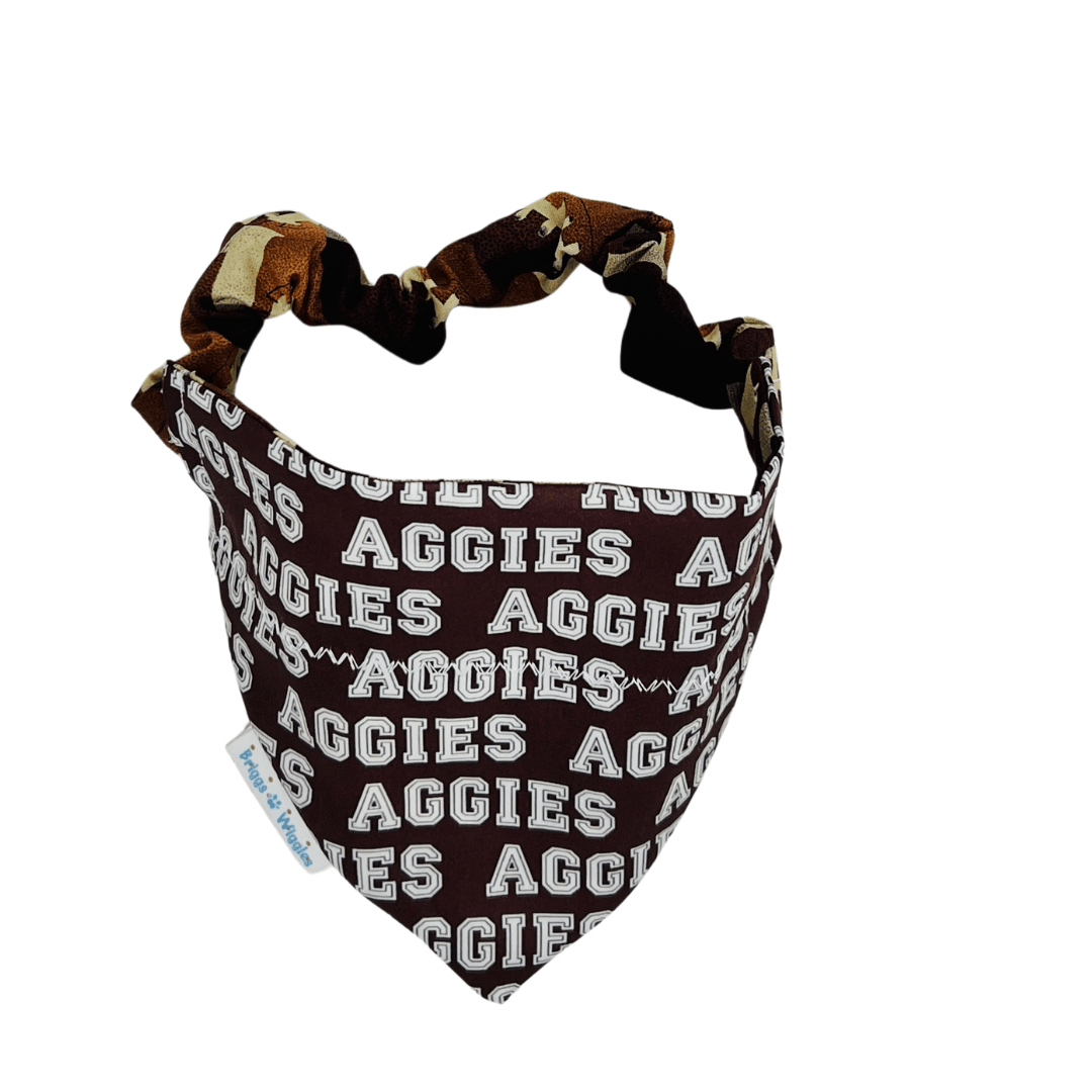 Texas A&M Aggies Dog Bandana | Maroon Aggies & Football Reversible - Briggs 'n' Wiggles