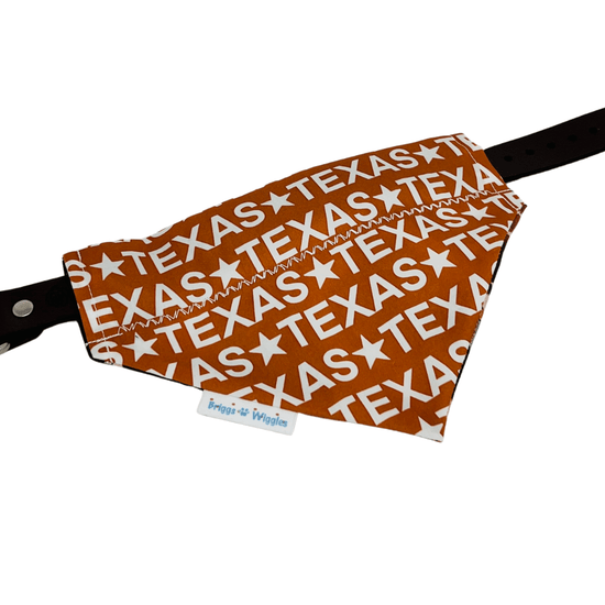Texas Longhorns Dog Bandana | Burnt Orange “TEXAS” Print - Briggs 'n' Wiggles