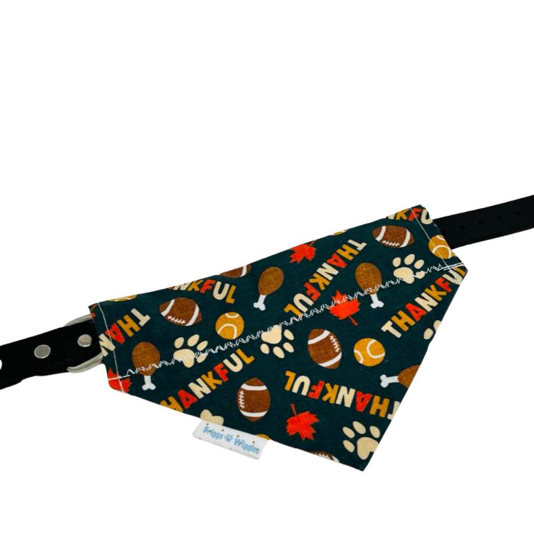 Thankful Touchdown – Thanksgiving Football Reversible Dog Bandana - Briggs 'n' Wiggles