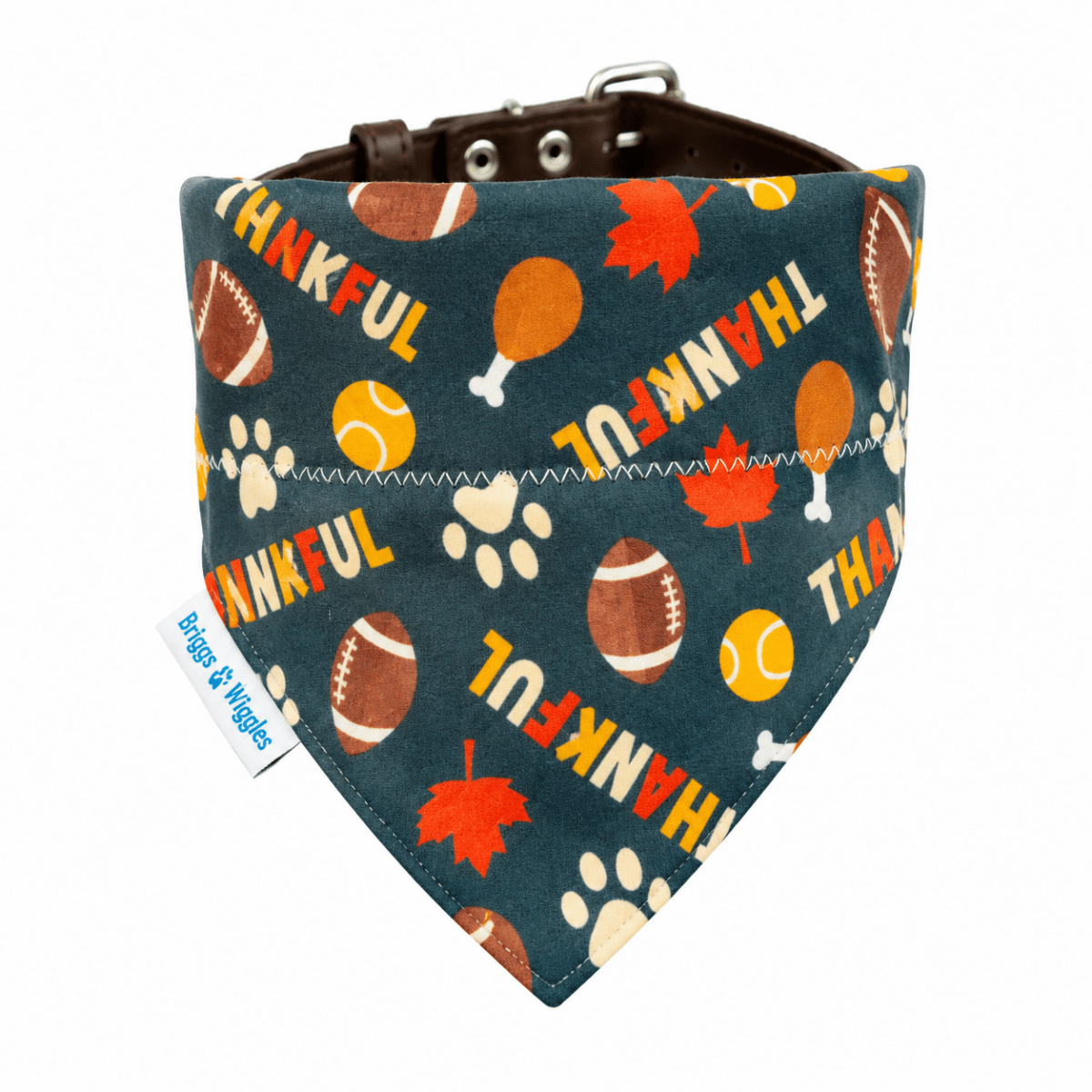 Thankful Touchdown – Thanksgiving Football Reversible Dog Bandana - Briggs 'n' Wiggles