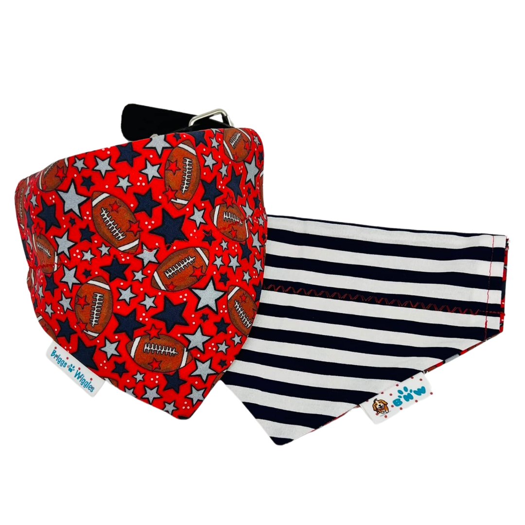 The CJ Texans Football Over the Collar or Scrunchie Dog Bandana - Briggs 'n' Wiggles