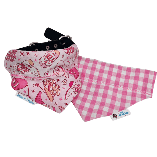 Yeehaw Pink Cowgirl Rodeo Reversible Dog Bandana - Briggs 'n' Wiggles