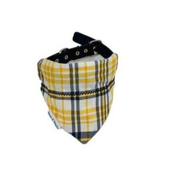 Black and Gold Plaid Over the Collar Dog Bandana - Briggs 'n' Wiggles