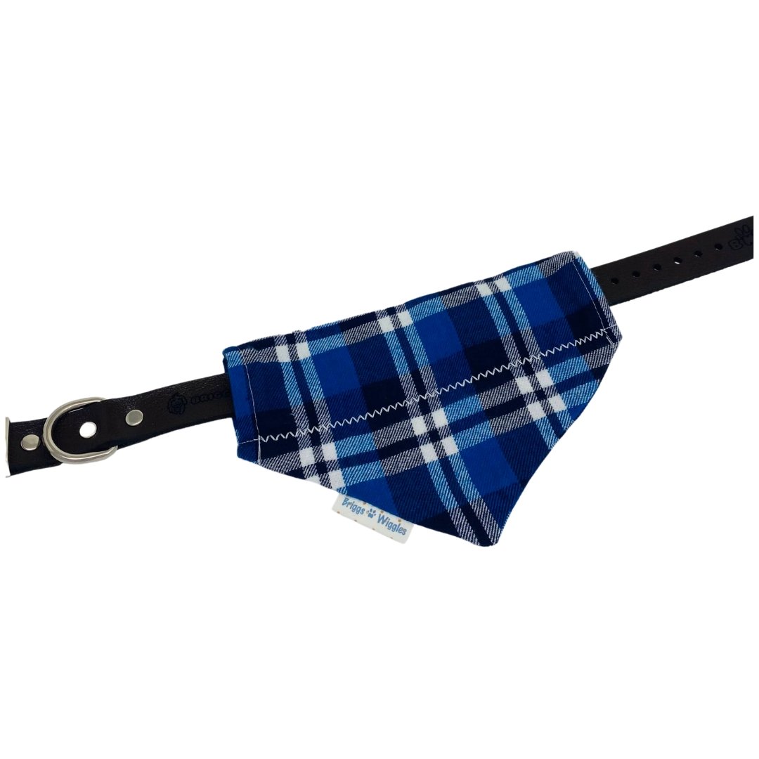 Blue Plaid Flannel Dog Bandana - Briggs 'n' Wiggles