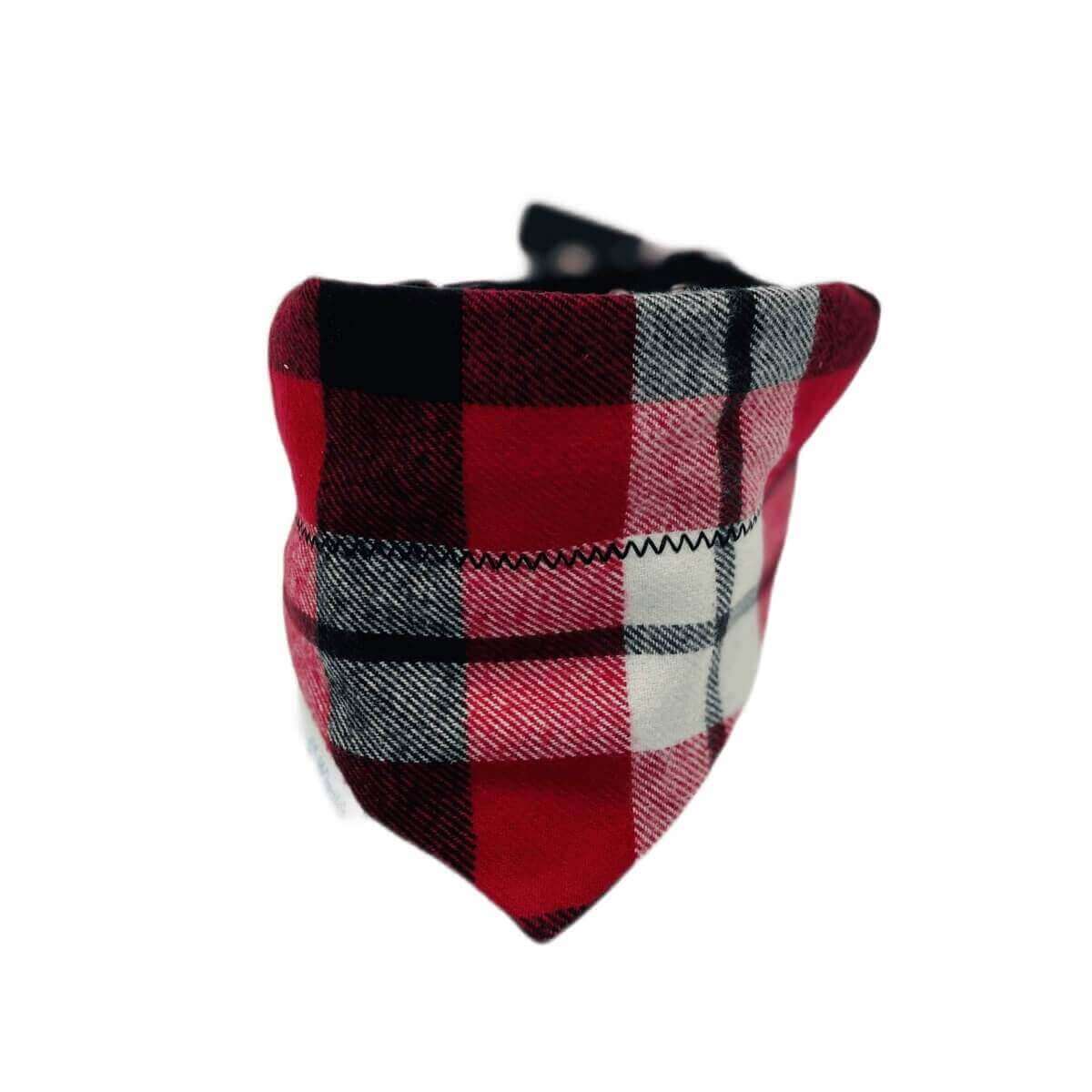 Load image into Gallery viewer, Bregman Red and Black Plaid Flannel Dog Bandana - Briggs &amp;#39;n&amp;#39; Wiggles
