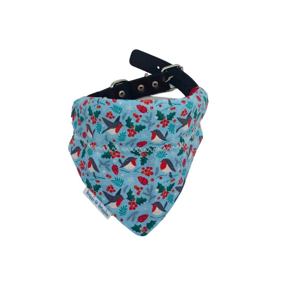 Christmas Mistletoe and Plaid Dog Bandana - Briggs 'n' Wiggles