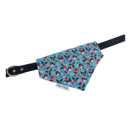 Christmas Mistletoe and Plaid Dog Bandana - Briggs 'n' Wiggles