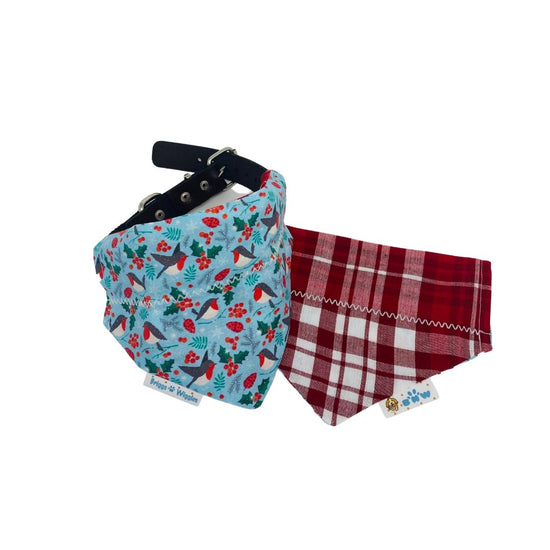 Christmas Mistletoe and Plaid Dog Bandana - Briggs 'n' Wiggles