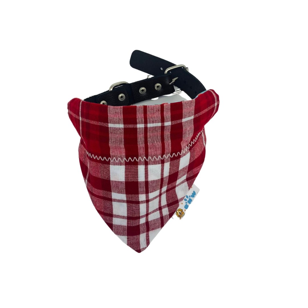 Christmas Mistletoe and Plaid Dog Bandana - Briggs 'n' Wiggles
