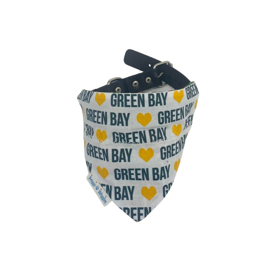 Green Bay Packers Love Football Dog Bandana - Briggs 'n' Wiggles