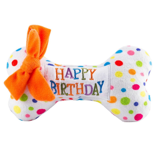 Happy Birthday Bones Squeaker Dog Toy - Briggs 'n' Wiggles