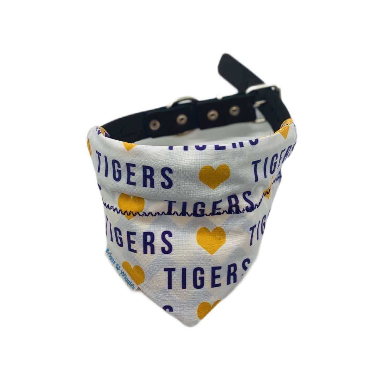 I LOVE Tigers Dog Bandana - LSU Pet Scarf - Briggs 'n' Wiggles