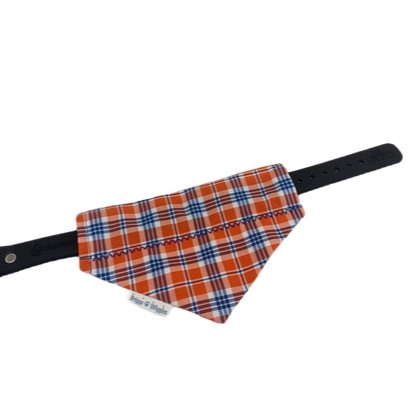 Load image into Gallery viewer, Orange and Blue Plaid Dog Bandana - Briggs &amp;#39;n&amp;#39; Wiggles
