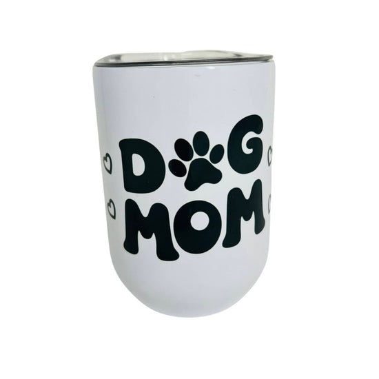 Dog MOM or Dog DAD 16oz Clear Glass Cup with Bamboo Lid, Jar Can