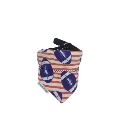 Load image into Gallery viewer, Purple and Orange Plaid Football Over the Collar Dog Bandana - Briggs &amp;#39;n&amp;#39; Wiggles
