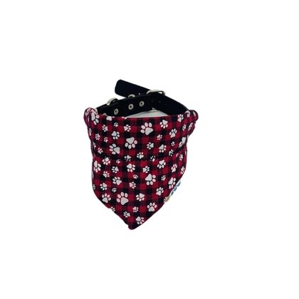 Red and Black Plaid Football Over the Collar Dog Bandana - Briggs 'n' Wiggles