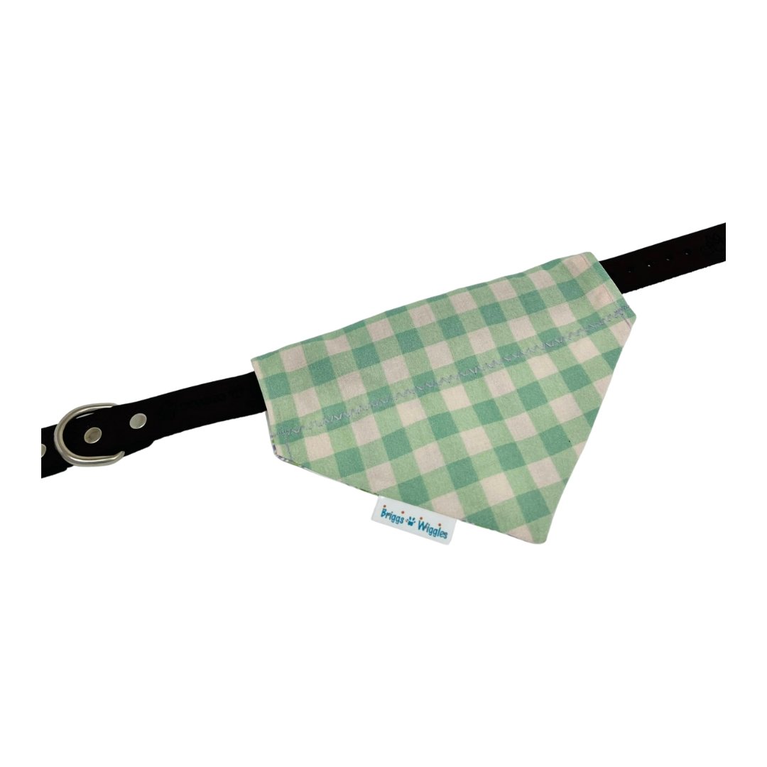 Load image into Gallery viewer, Sage Green and Lavender Plaid Dog Bandana - Briggs &amp;#39;n&amp;#39; Wiggles
