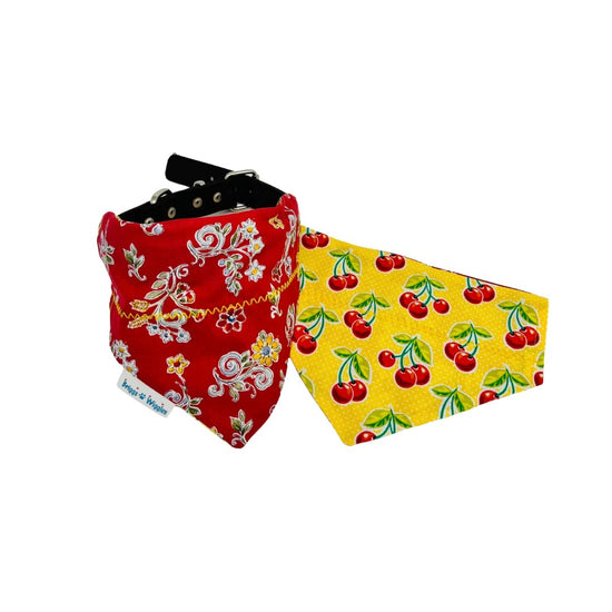 Load image into Gallery viewer, Spring Flowers and Cherries Dog Bandana - Briggs &amp;#39;n&amp;#39; Wiggles
