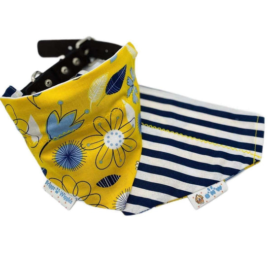 Sweet Summer Flower dog bandana , yellow and blue | Briggs 'n' Wiggles