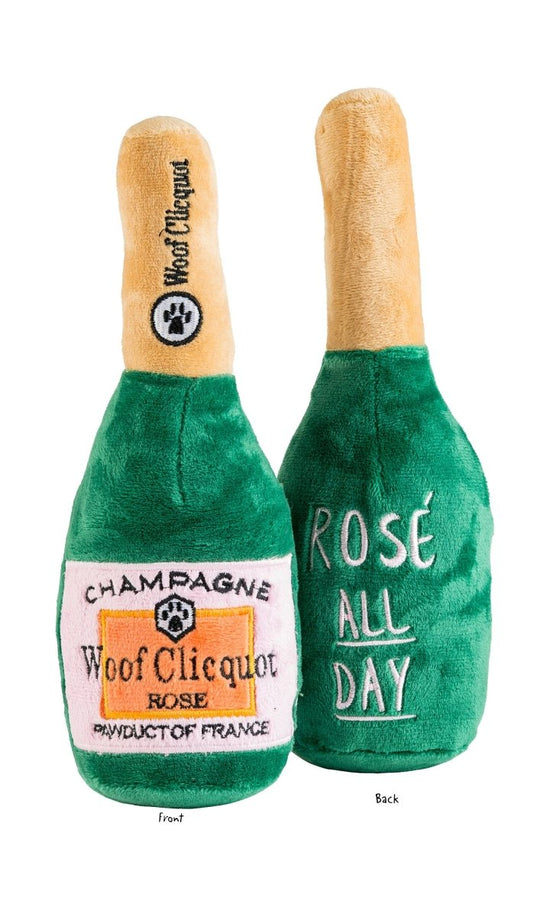 Woof Clicquot Rose' Champagne Bottle Squeaker Dog Toy - Briggs 'n' Wiggles