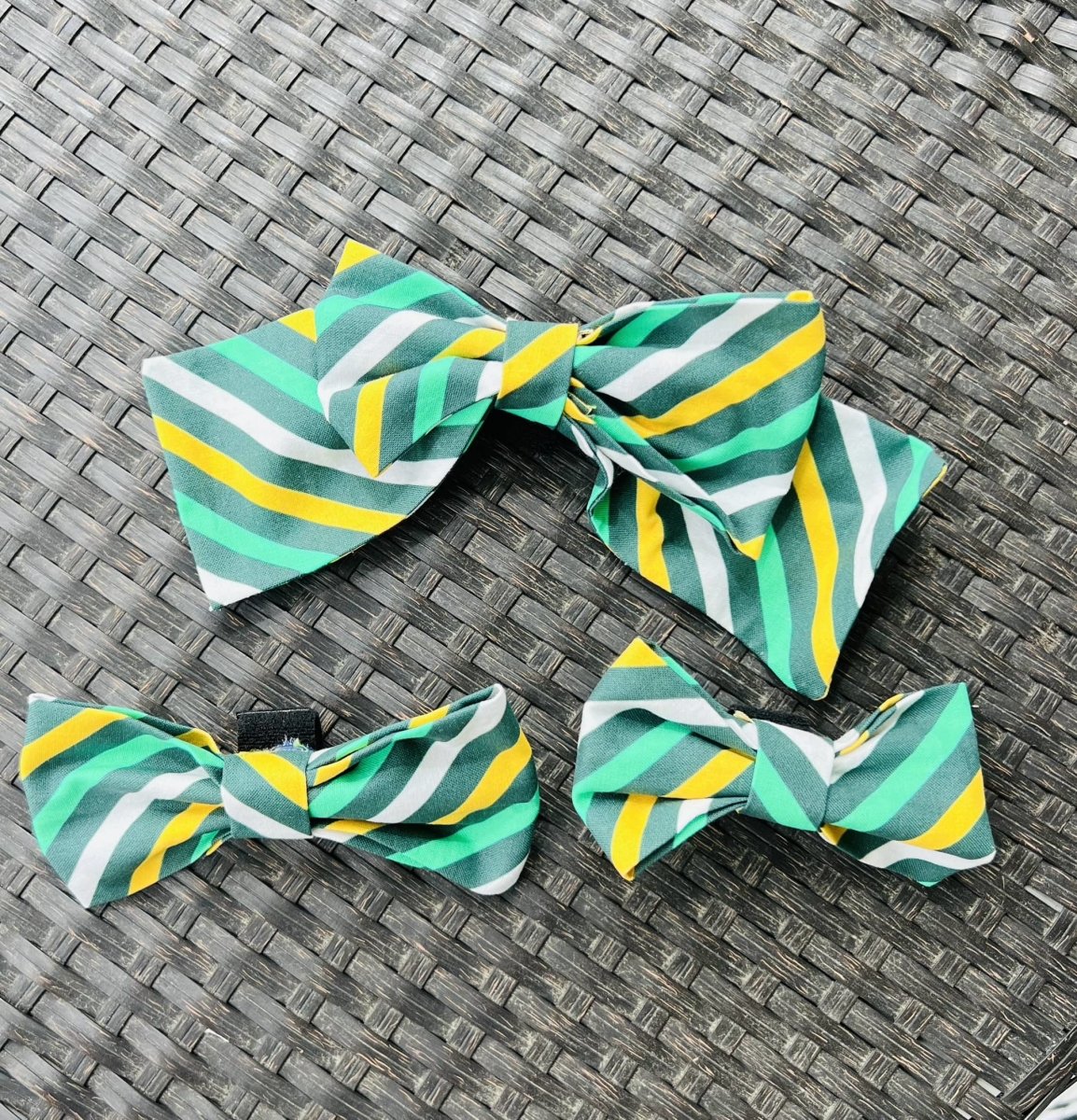 Yellow and Green Stripe Bow, Bow Tie or Sailor Bow - Briggs 'n' Wiggles